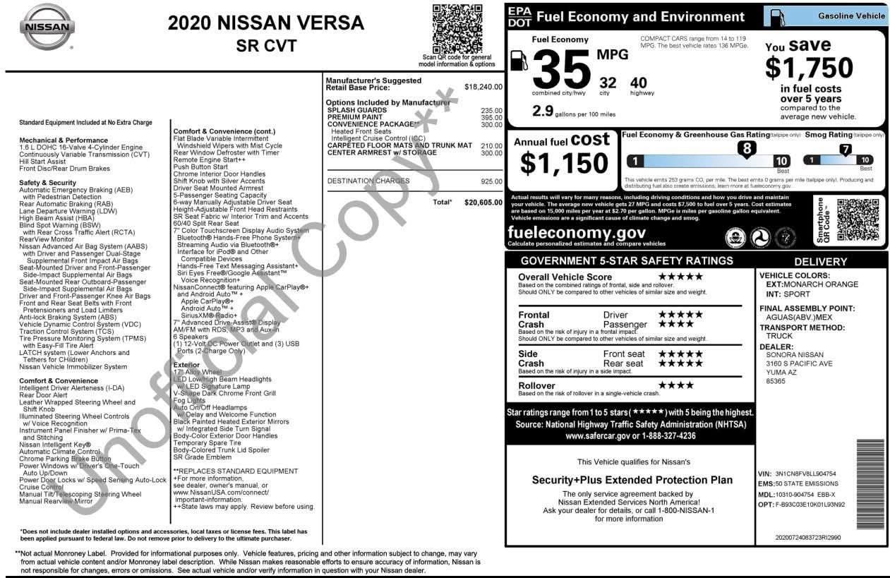 2020 Nissan Versa SR 