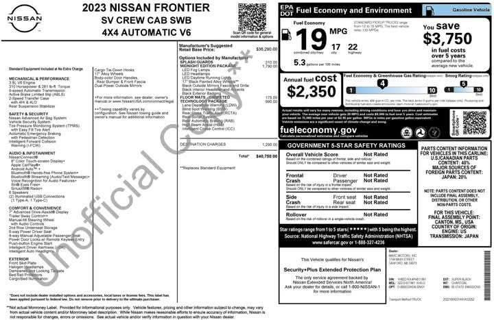 2023 Nissan Frontier SV 4x4 29900