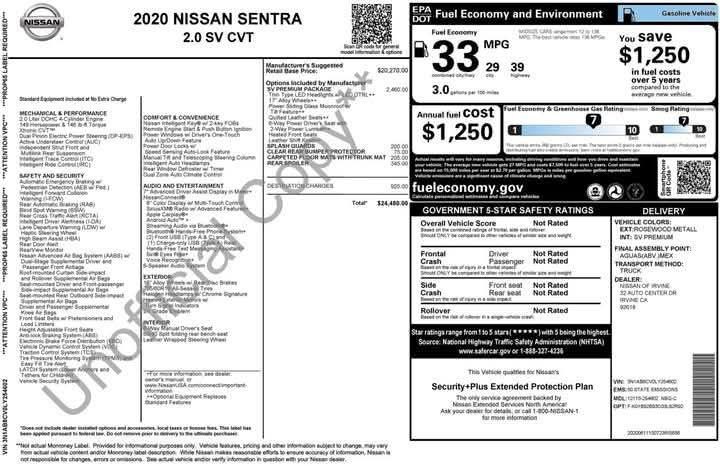 2020 Nissan Sentra SV
