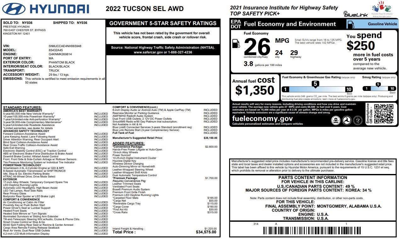 2022 Hyundai TUCSON SEL AWD 