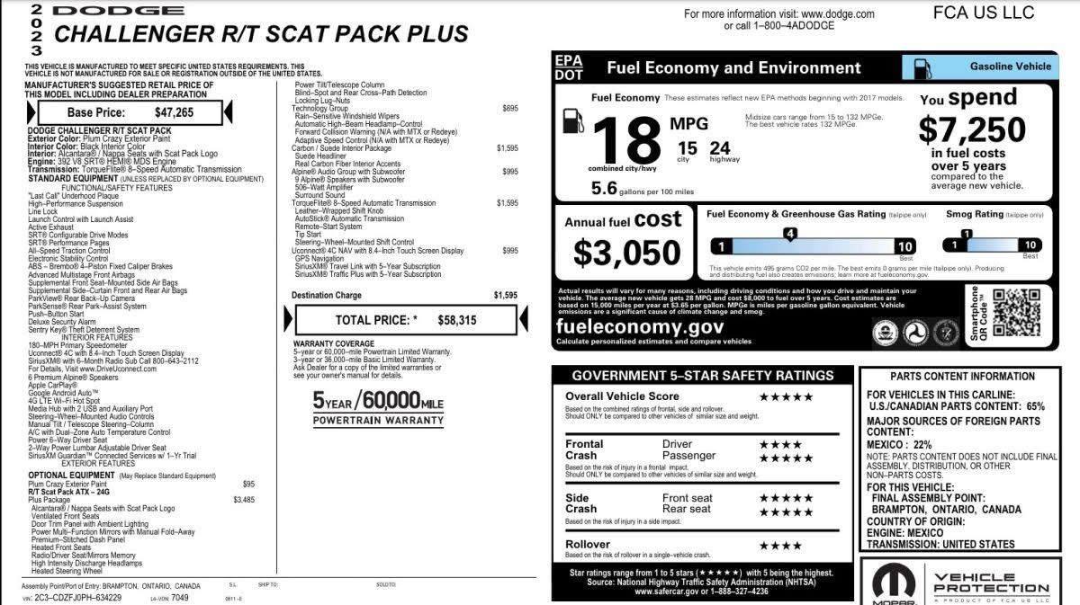 2023 Dodge Challenger R/T Scat Pack Plus  